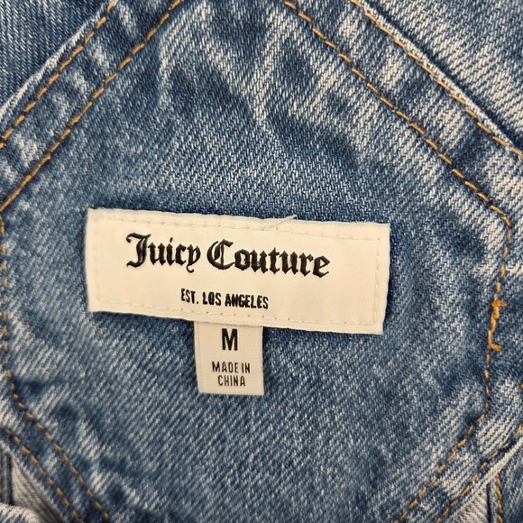 Juicy Couture Womens Denim Cargo Overalls Medium Retro Wide Leg - Picture 9 of 14